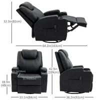 Massage Recliner Chair With Vibration Remote Control Pocket