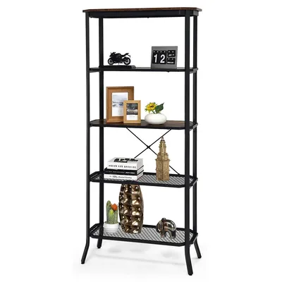 5 Tier Bookshelf Standing Storage Shelf Unit For Kitchen Living Room Office