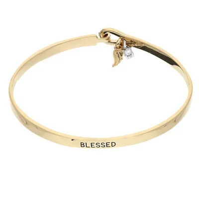 Sterling Silver 7.25" Blessed Gold Plated Bangle