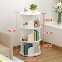 360° Rotating 3 Tier Stackable Shelves Bookshelf Organizer - White