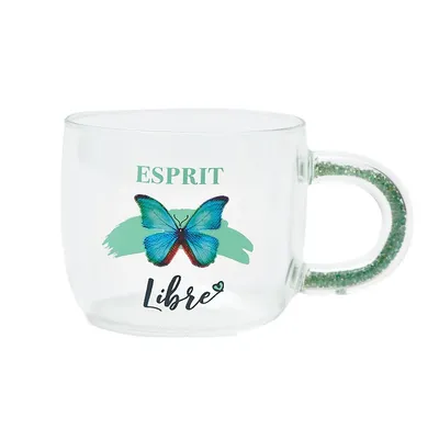 “esprit Libre” Glass Cup, 350ml Capacity, Butterfly