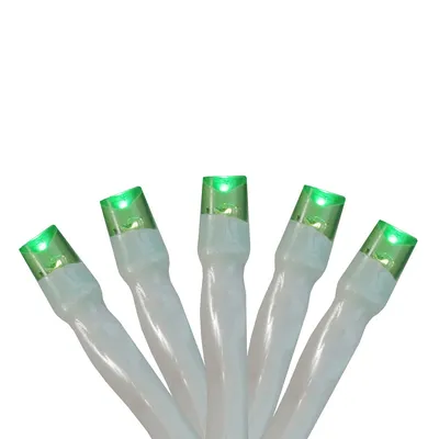 20 Battery Operated Green Led Wide Angle Christmas Lights - 6.25 Ft White Wire