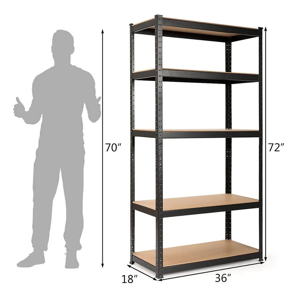 71 inch Heavy Duty Steel Adjustable 5 Level Storage Shelves - Costway