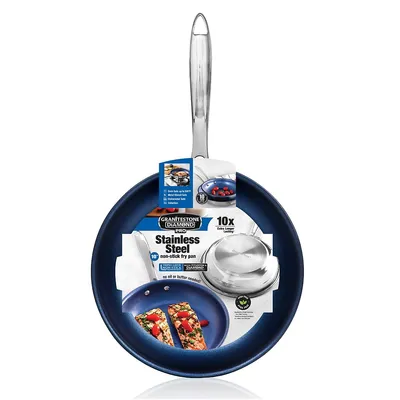Blue Stainless Steel Frying Pan