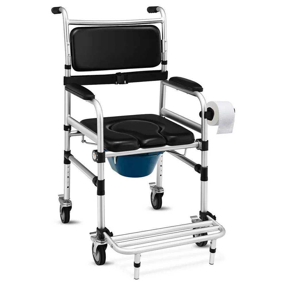 Height Adjustable Rolling Walker With Seat and Armrest Pad - Costway