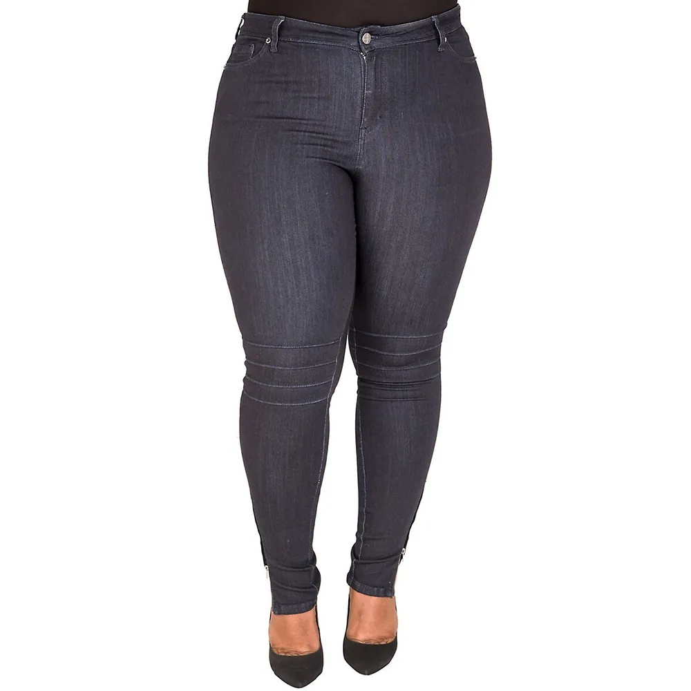 Poetic Justice Plus Women's Curvy Fit Indigo Denim Moto Skinny