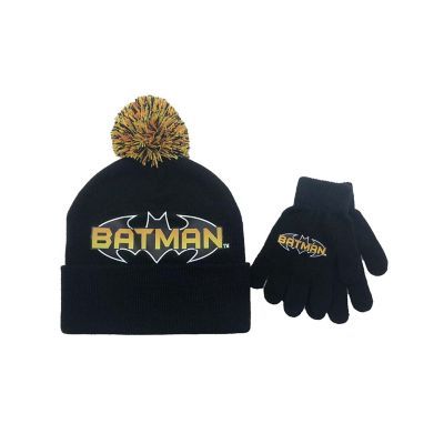 Dc Comics Batman Bat Logo Kids Beanie & Gloves Set