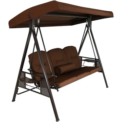 3-person Patio Swing With Adjustable Tilt Canopy