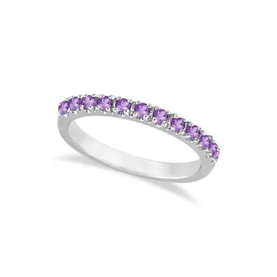 Amethyst Stackable Band Ring Guard 14k White Gold (0.38ct)