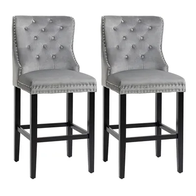 Bar Stool Set Of 2, Button Tufted 29.5" Seat Height Pub Chairs