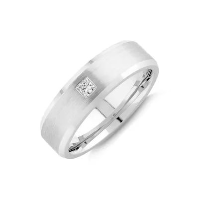 Men's Ring With 0.15 Carat Tw Of Diamonds In 10kt White Gold