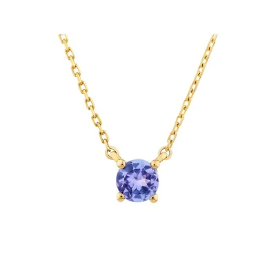 Necklace With Tanzanite In 10kt Yellow Gold