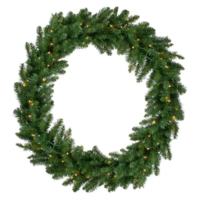 Pre-lit Buffalo Fir Commercial Artificial Christmas Wreath, 6' - Warm White Lights