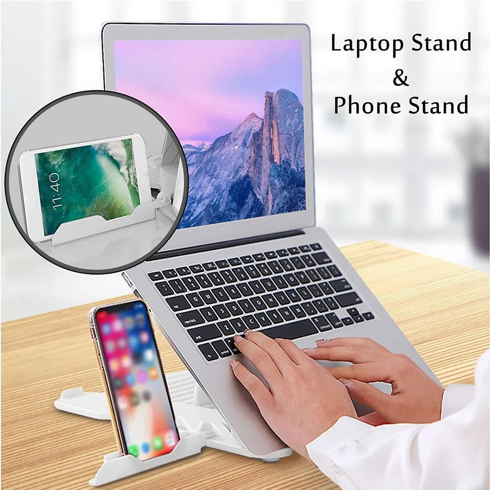 Premium Laptop Stand For Table With Mobile Holder