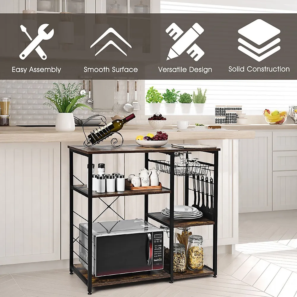 Costway Cuisine bakers rack micro-ondes stand bar à café avec s