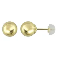 10kt 7mm Round Cubic Zirconia With Gold Ball Earrings