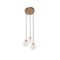 Pendant Lamp 7" dia 3 Light Brushed Gold