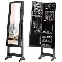Jewelry Mirrored Cabinet Armoire Organizer Storage Box W/ Stand Christmas Gift