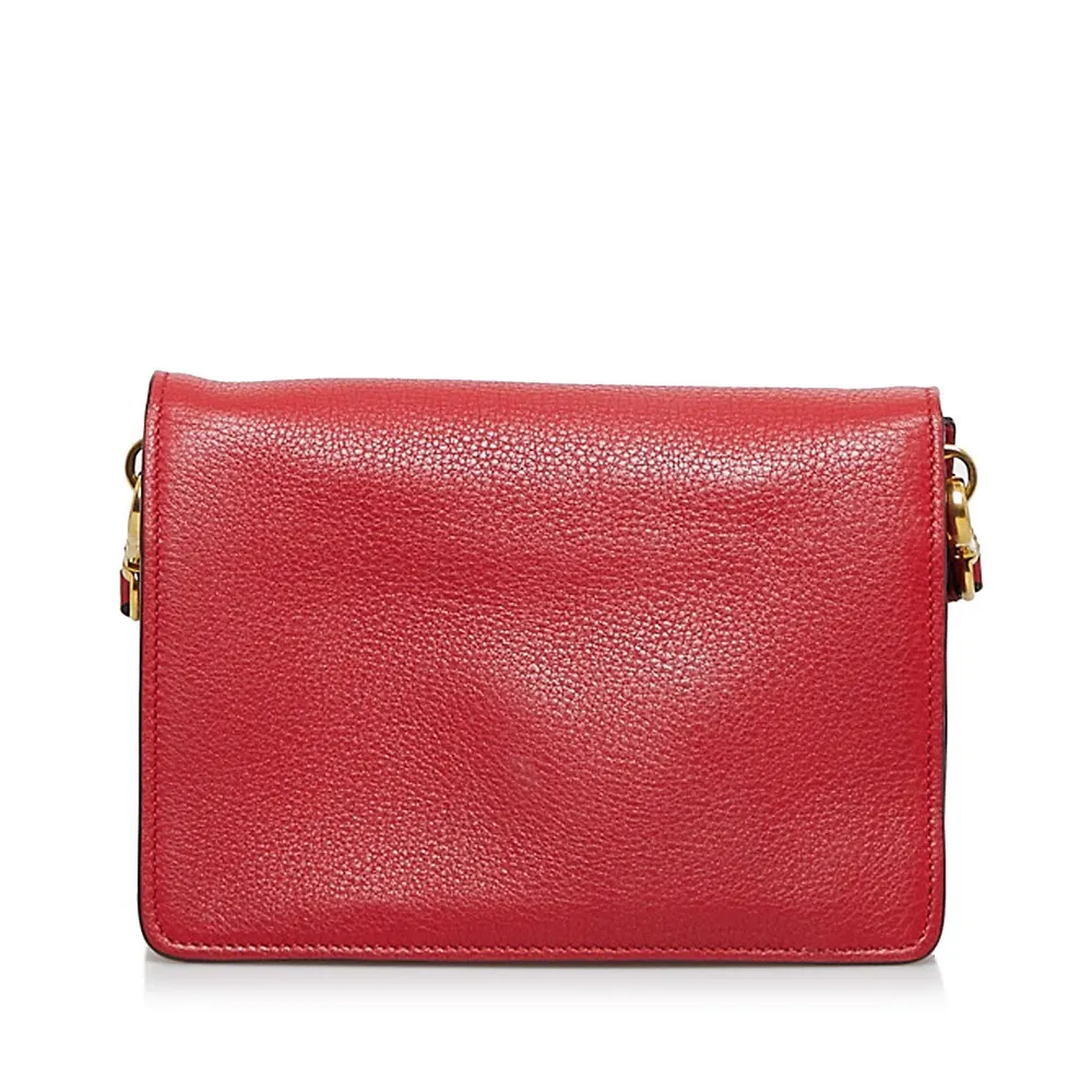 Prada Women's Red Vitello Phenix Leather Crossbody Handbag Small