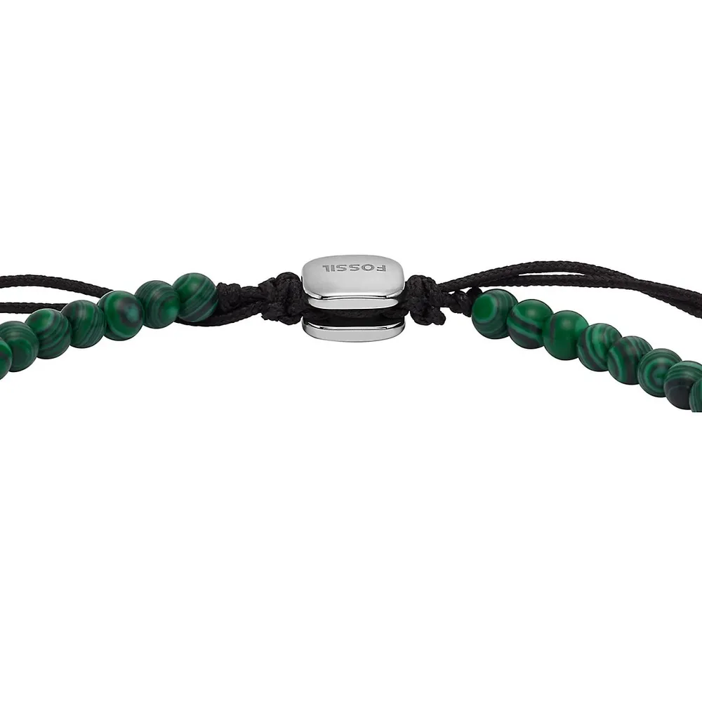 Men's Reconstituted Malachite Beaded Bracelet