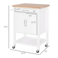 Rubberwood Top Kitchen Island With Towel Rack