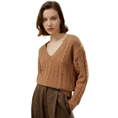 Cable-knit Wool-cashmere Blend Sweater For Women