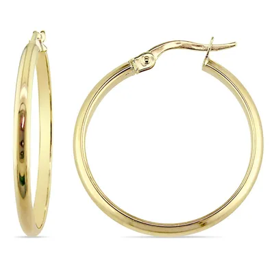 Polished Hoop Earrings In 10k Yellow Gold