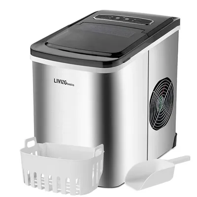 Portable Ice Maker 2L, 26LB/24H Countertop Ice Machine With Ice Scoop And Basket Stainless Steel - Sliver