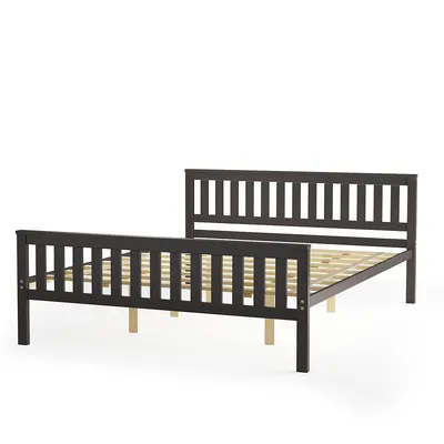 Queen Wood Platform Bed With Headboard And Footboard Mattress Foundation