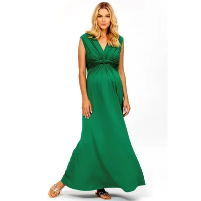 Angelina Maternity & Nursing Maxi Dress Emerald