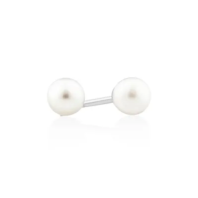 Stud Earrings With 4mm Round Cultured Freshwater Pearl In Silver
