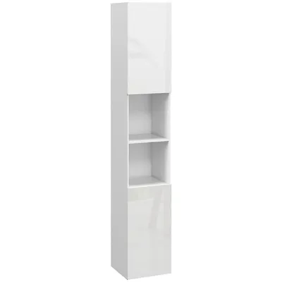 High Gloss Bathroom Storage Cabinet Linen Tower With Doors