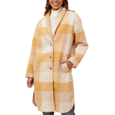 Flavie Coat Plaid Buttons Pockets Yellow