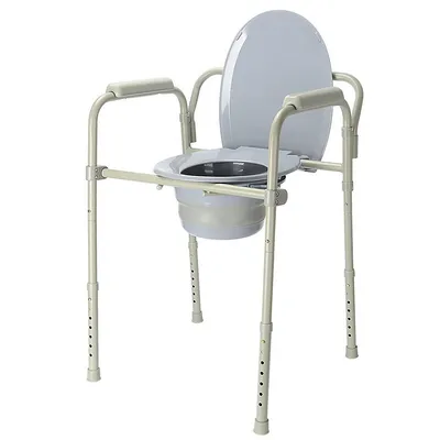 7 Position Commode Chair Aluminum Alloy Toilet Seat Chair With Folding Commode Bucket