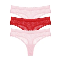 Women's Bliss Allure One Size Lace Thong 3-pack