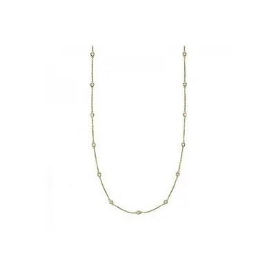 36 Inch Long Diamond Station Necklace Strand 14k Yellow Gold (1.00ct)