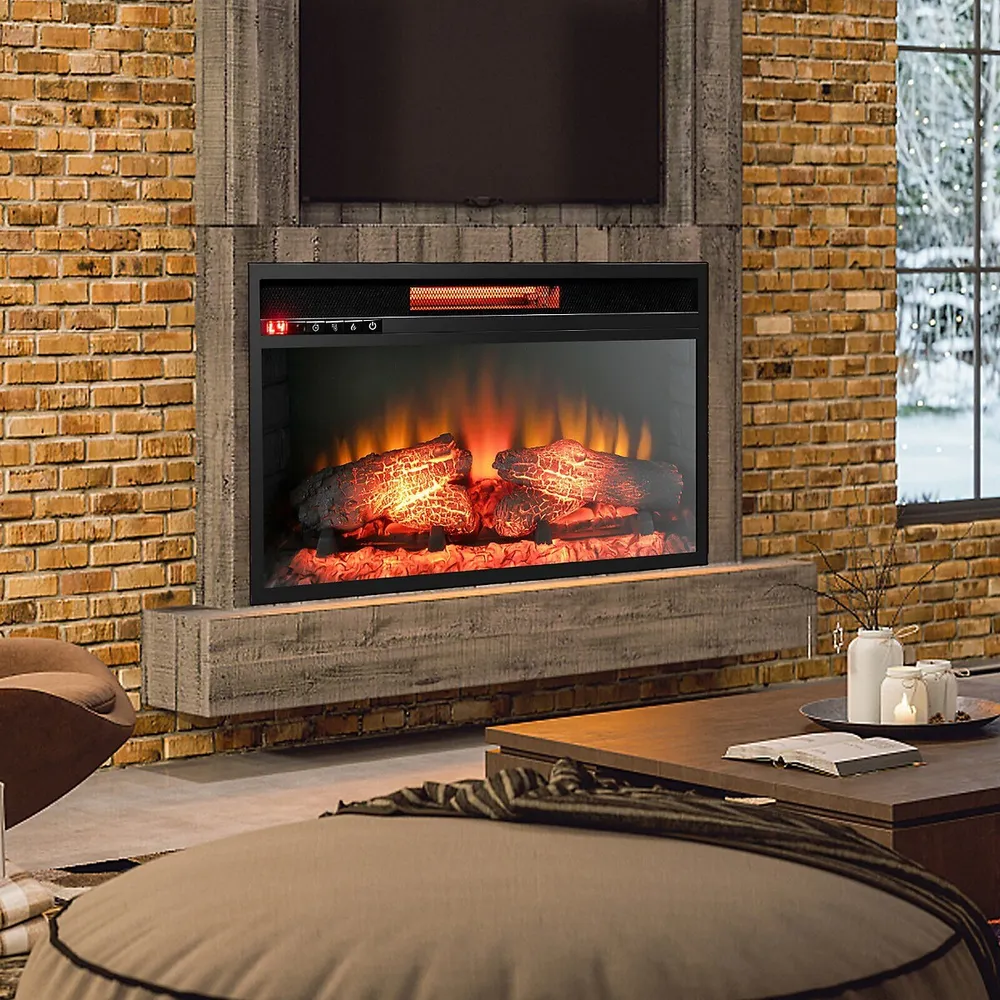 Costway 26'' Infrared Quartz Electric Fireplace Insert Log Flame Heater W/ Remote  Control | Upper Canada Mall
