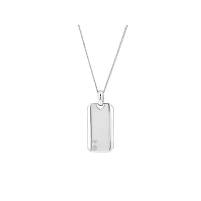 Dog Tag With Diamonds In Sterling Silver