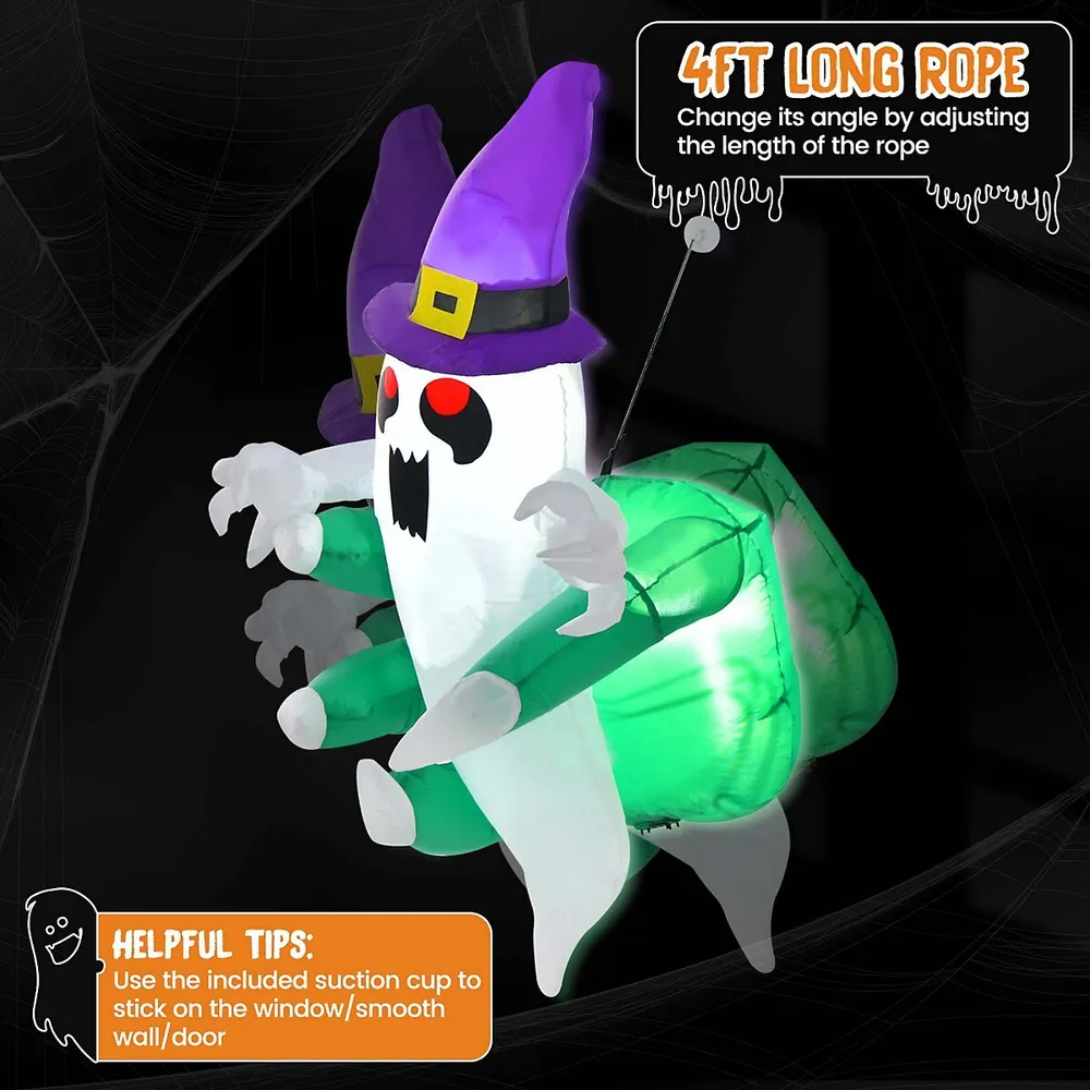 3.6' Halloween Inflatable Ghost Indoor Outdoor Blow Up Flying Halloween Decor