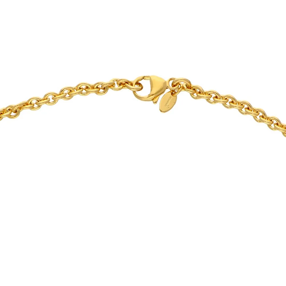 18kt Gold Plated 20" Filigree Heart On Rolo Necklace