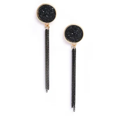 Sohi Black Gold-plated Contemporary Drop Earrings