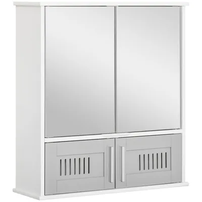 Bathroom Mirror Cabinet Wall Mount Storage Unit Double Doors