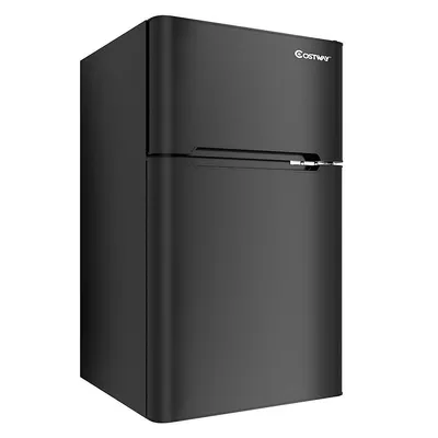 Costway Refrigerator Small Freezer Cooler Fridge Compact 3.2 Cu Ft. Unit
