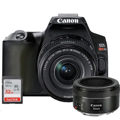 Eos Rebel Sl3 Digital Slr Camera + 18-55mm Lens + Ef 50mm F/1.8 Stm Lens + 32gb Memory Card