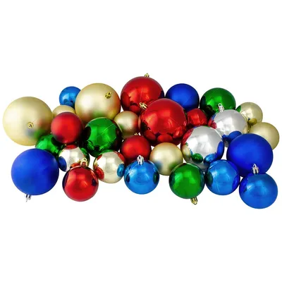 50ct Traditional Multi Shatterproof 2-finish Christmas Ball Ornaments 4" (100mm)