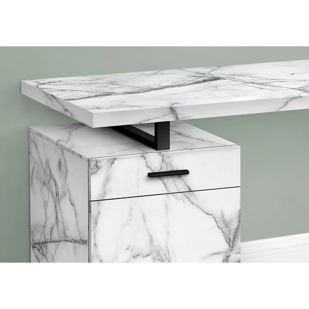 Computer Desk 48"l White Marble Left Or Right Facing