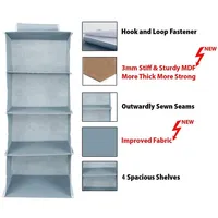 Hanging Storage With 4 Shelves Wardrobe Closet Organiser, Storage Shelves