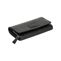Croco Rfid Secure Clutch Wallet