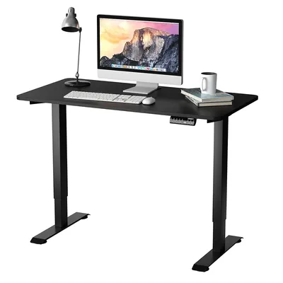 Electric Adjustable Standing Desk Stand Up Workstation W/control Whiteblack Mapleteak