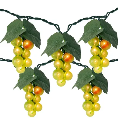 5-count Green Grape Cluster Outdoor Patio String Light Set, 6ft Green Wire